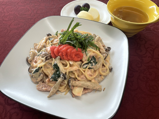 明太クリームパスタ